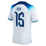 England Home Stadium Shirt 2022 - Kids with Dier 15 printing - Kit Captain