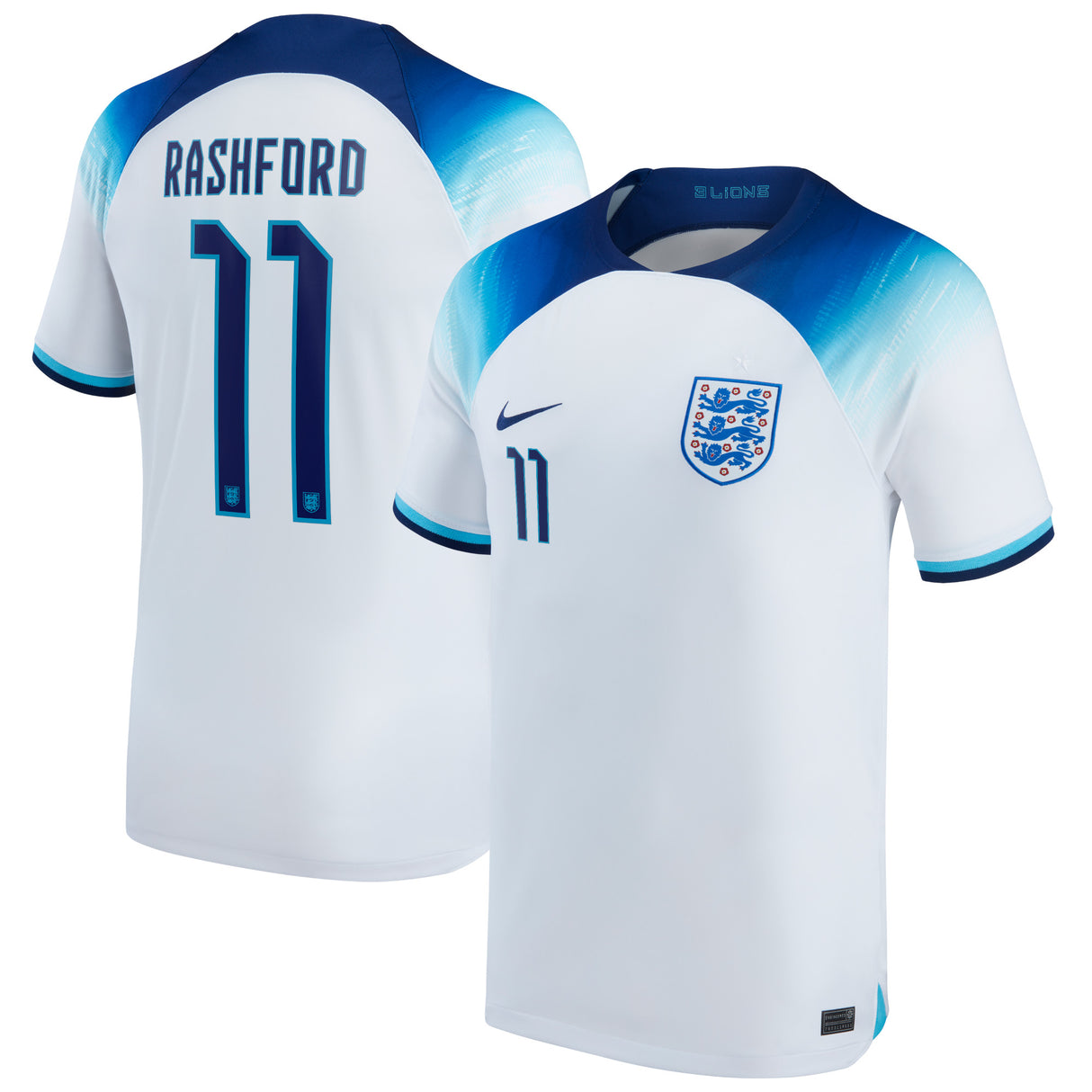 England Home Stadium Shirt 2022 - Kids with Rashford 11 printing - Kit Captain