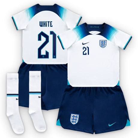 England Home Stadium Kit 2022 - Little Kids with White 21 printing - Kit Captain