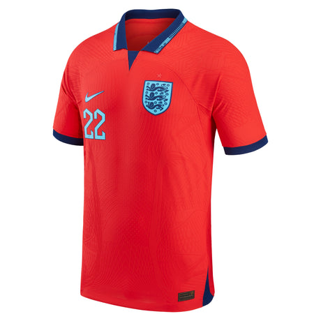 England Away Match Shirt 2022 with Bellingham 22 printing - Kit Captain