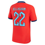 England Away Match Shirt 2022 with Bellingham 22 printing - Kit Captain