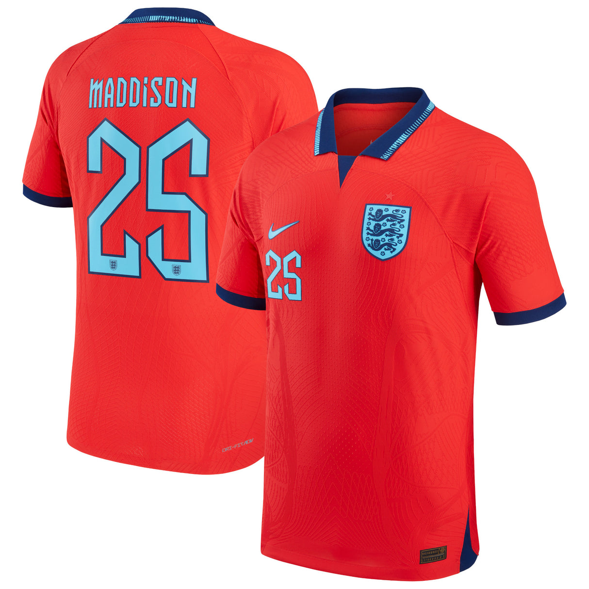 England Away Match Shirt 2022 with Maddison 25 printing - Kit Captain