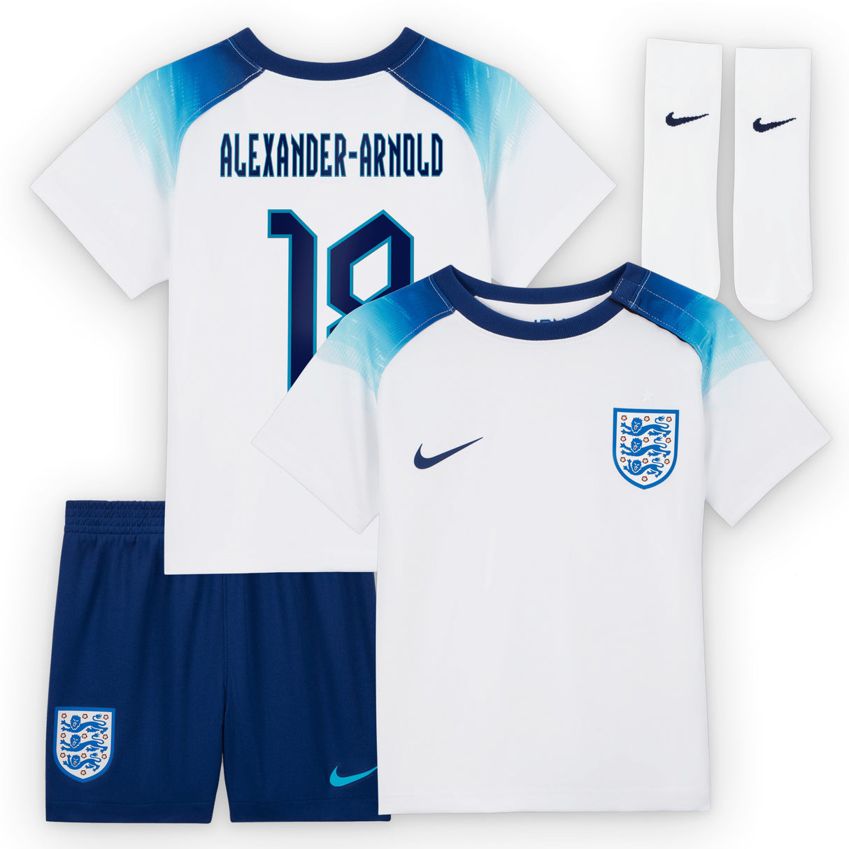 England Home Stadium Kit 2022 - Infants with Alexander-Arnold 18 printing - Kit Captain