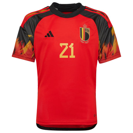 Belgium Home Shirt 2022 - Kids with Castagne 21 printing - Kit Captain