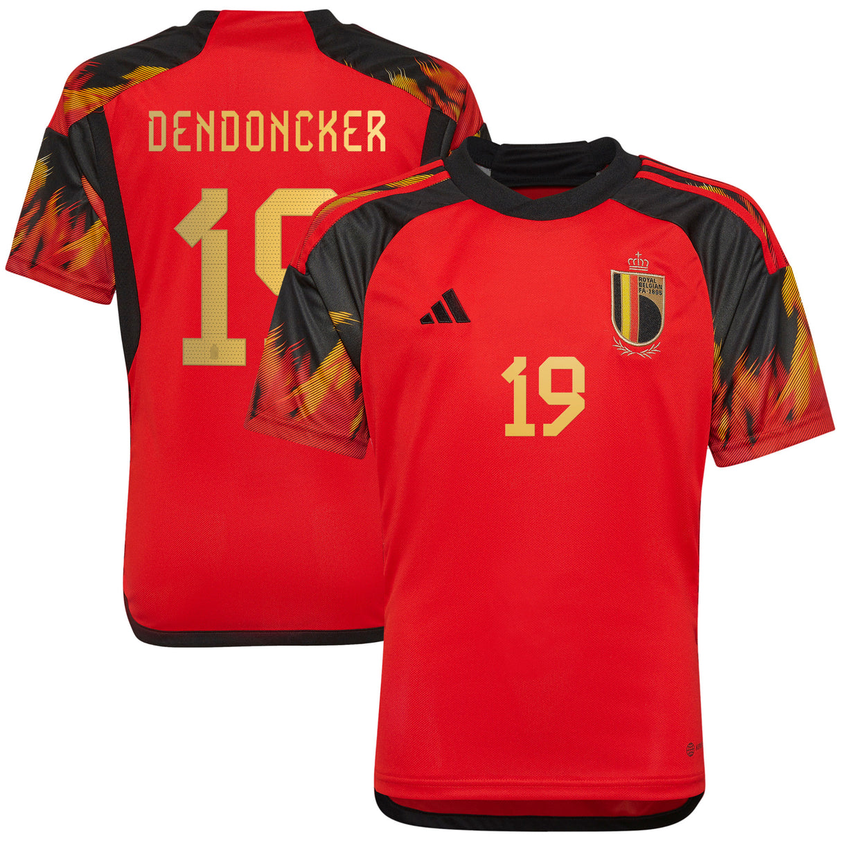 Belgium Home Shirt 2022 - Kids with Dendoncker 19 printing - Kit Captain
