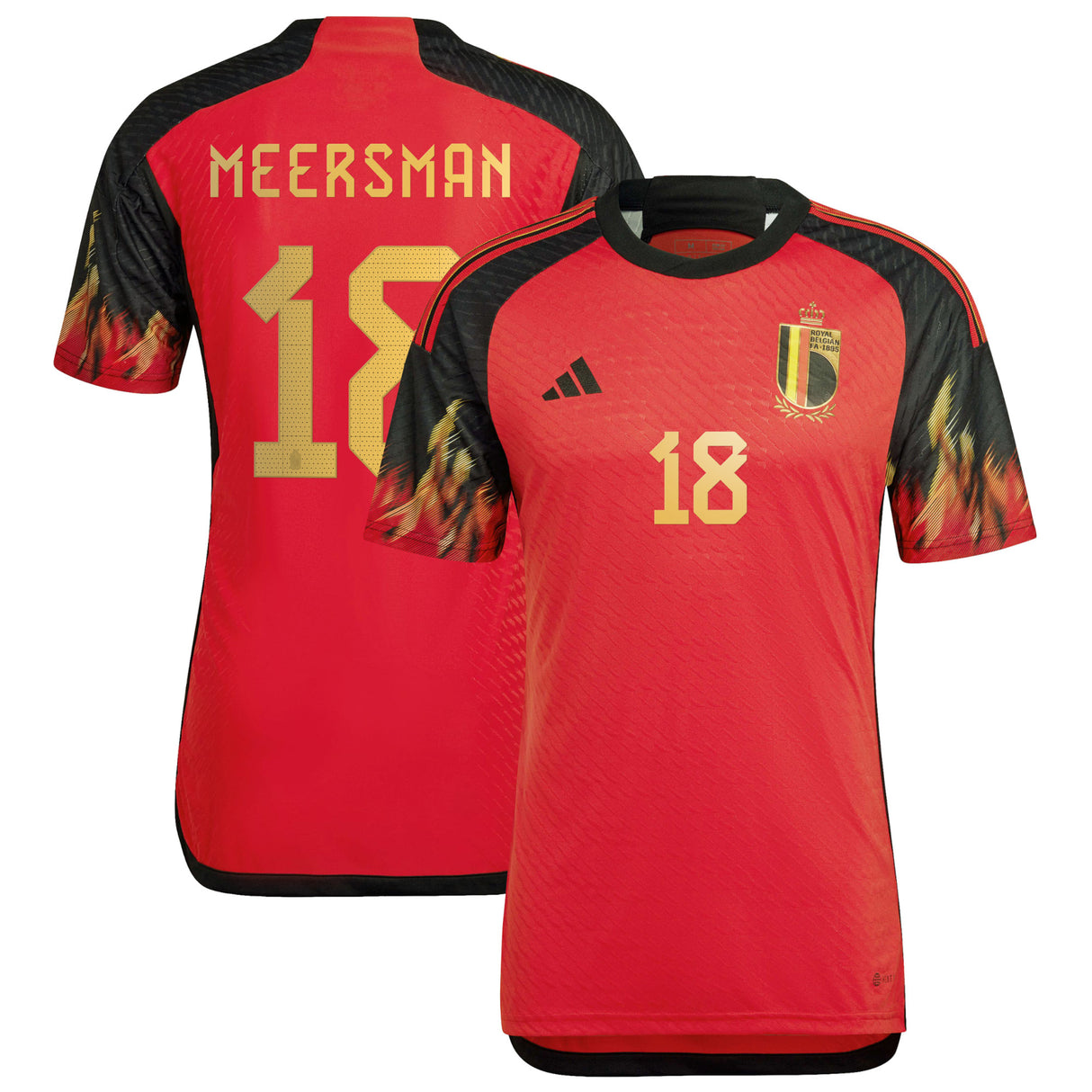 Belgium Home Authentic Shirt 2022 with Meersman 18 printing - Kit Captain
