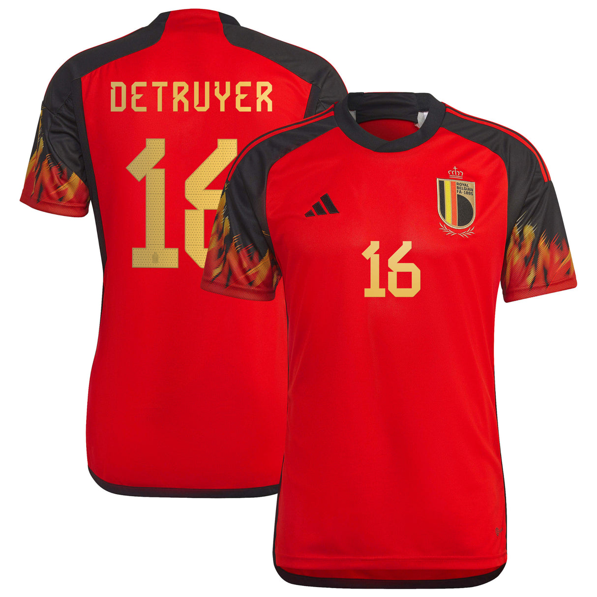 Belgium Home Shirt 2022 with Detruyer 16 printing - Kit Captain