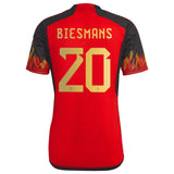 Belgium Home Shirt 2022 with Biesmans 20 printing - Kit Captain