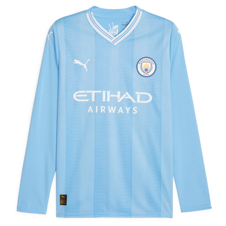 Manchester City Puma Home Shirt 2023-24 - Long Sleeve - Kids - Kit Captain