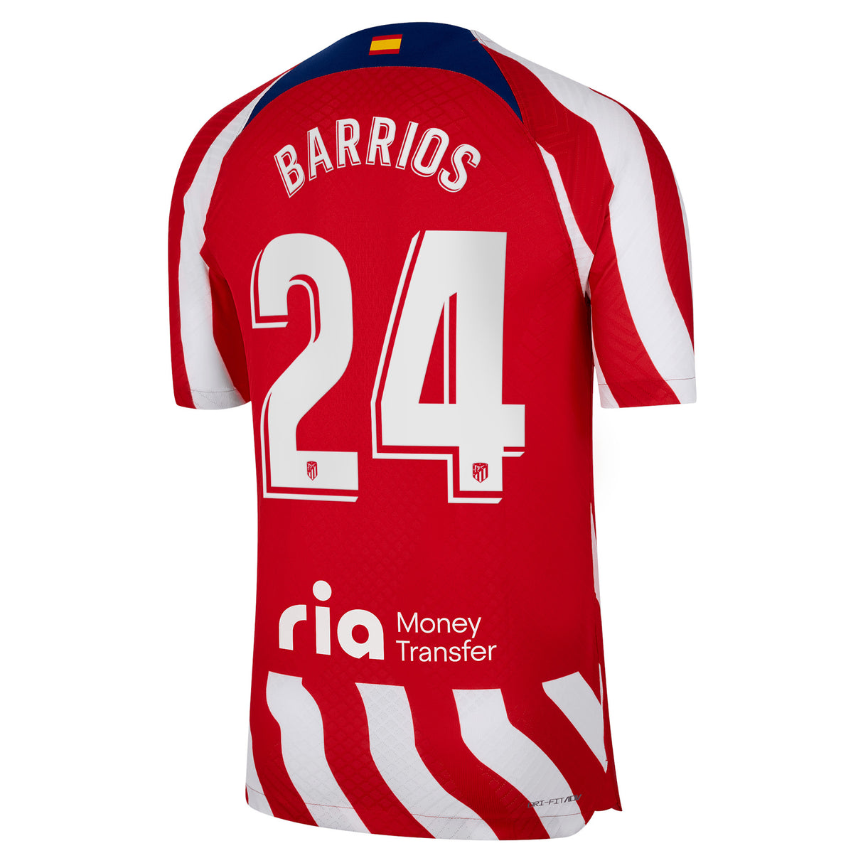 Atlético de Madrid Home Vapor Match Shirt 2022-23 with Barrios 24 printing - Kit Captain