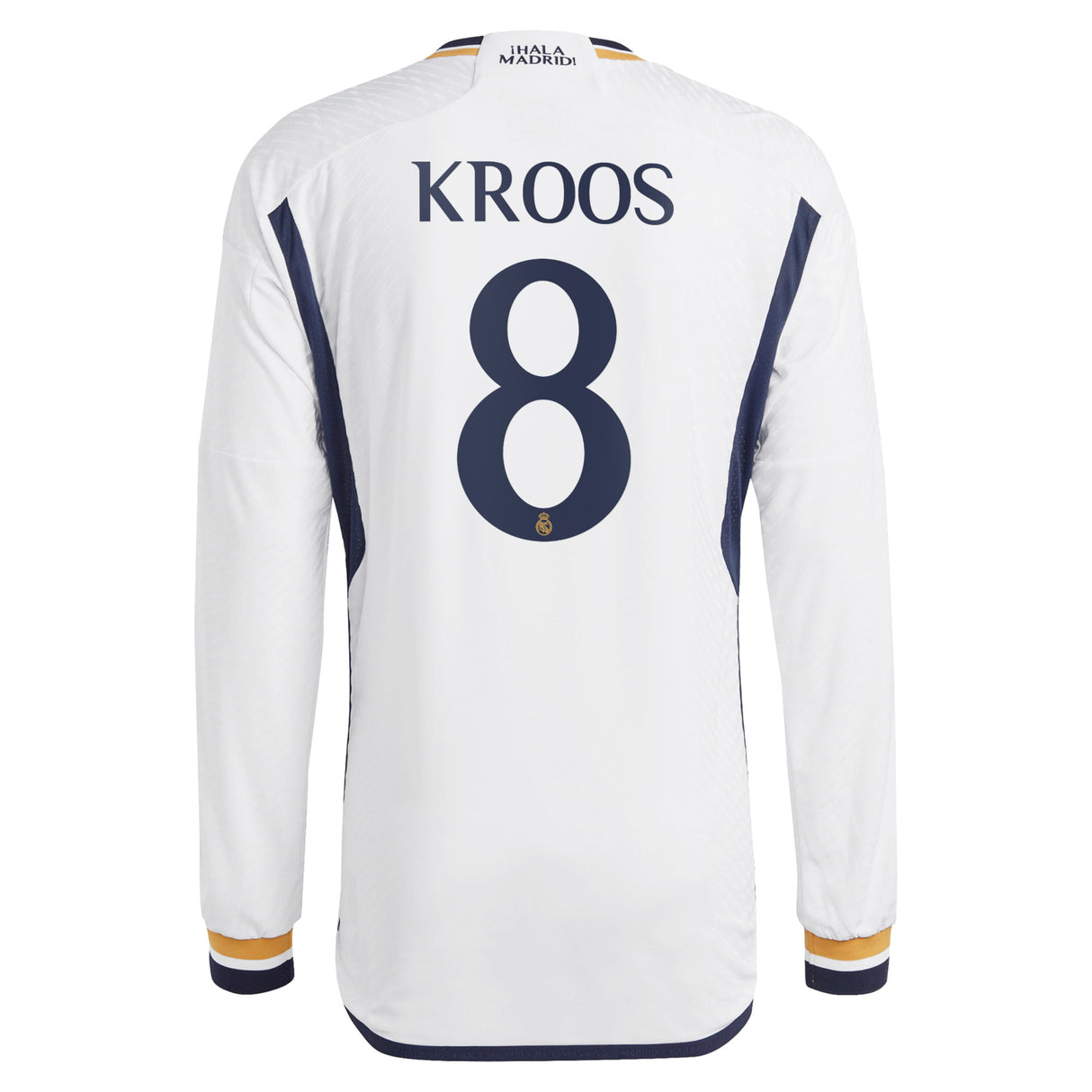 Real Madrid adidas Home Authentic Shirt 2023-24 - Long Sleeve with Kroos 8 printing - Kit Captain