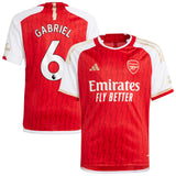 Arsenal adidas Home Shirt 2023-24 - Kids with Gabriel 6 printing - Kit Captain