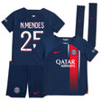 Paris Saint-Germain Nike Home Stadium Kit 2023-24 - Little Kids with N.Mendes 25 printing - Kit Captain