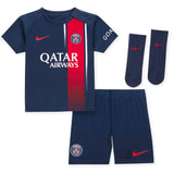 Paris Saint-Germain Nike Home Stadium Kit 2023-24 - Infant with Mbappé 7 printing - Kit Captain