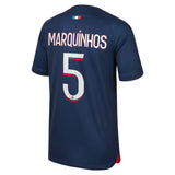 Paris Saint-Germain Nike Home Stadium Shirt 2023-24 - Kids with Marquinhos 5 printing - Kit Captain