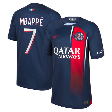 Paris Saint-Germain Nike Home Stadium Shirt 2023-24 - Kids with Mbappé 7 printing - Kit Captain