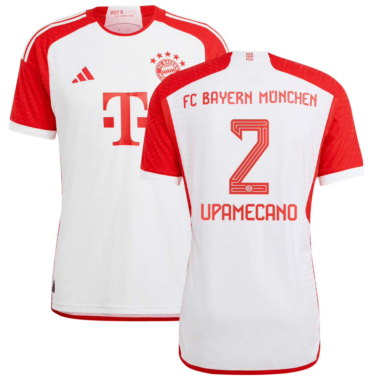 FC Bayern adidas Home Authentic Shirt 2023-24 with Upamecano 2 printing