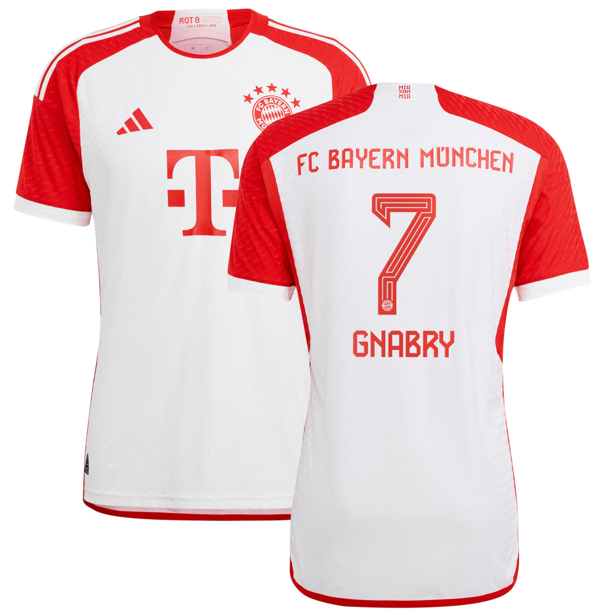 FC Bayern adidas Home Authentic Shirt 2023-24 with Gnabry 7 printing