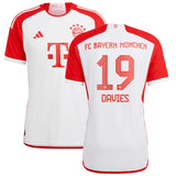 FC Bayern adidas Home Authentic Shirt 2023-24 with Davies 19 printing