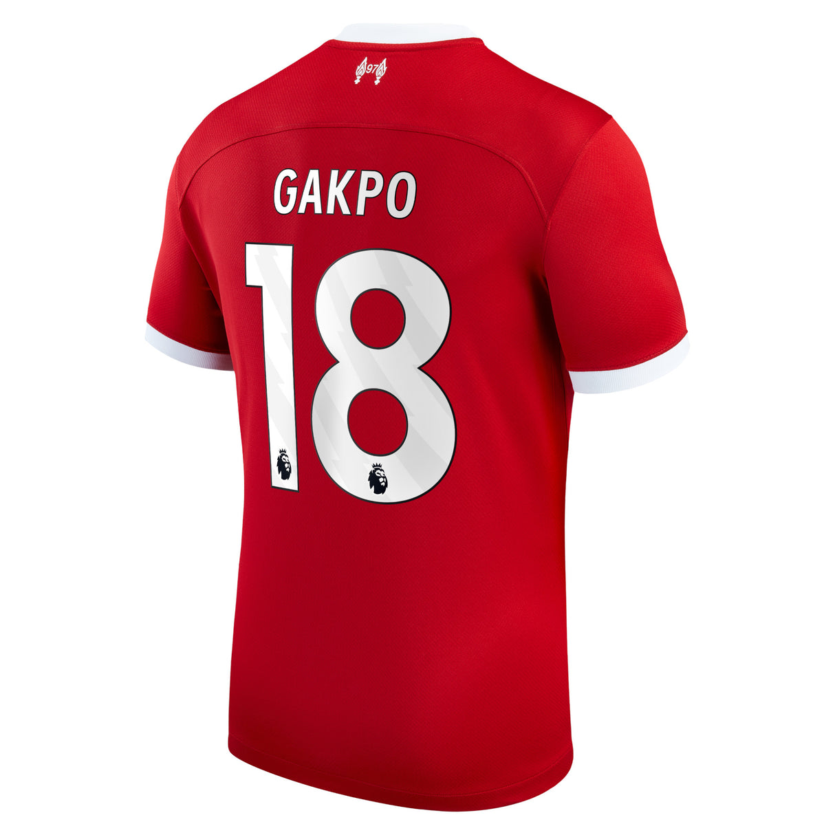 Liverpool Nike Home Stadium Shirt - 2023-24 with Gakpo 18 printing - Kit Captain