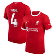 Liverpool Nike Home Stadium Shirt - 2023-24 - Kids with Virgil 4 printing - Kit Captain