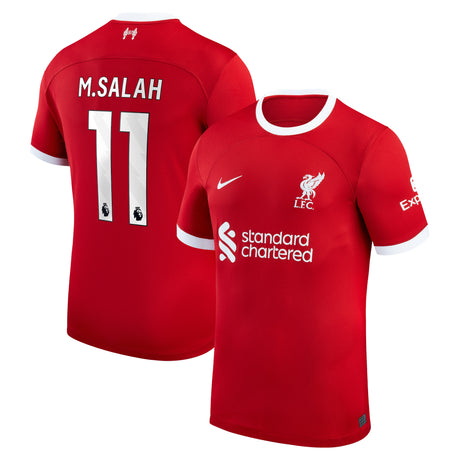 Liverpool Nike Home Stadium Shirt - 2023-24 - Kids with M.Salah 11 printing - Kit Captain