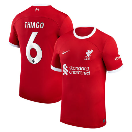 Liverpool Nike Home Stadium Shirt - 2023-24 - Kids with Thiago 6 printing - Kit Captain