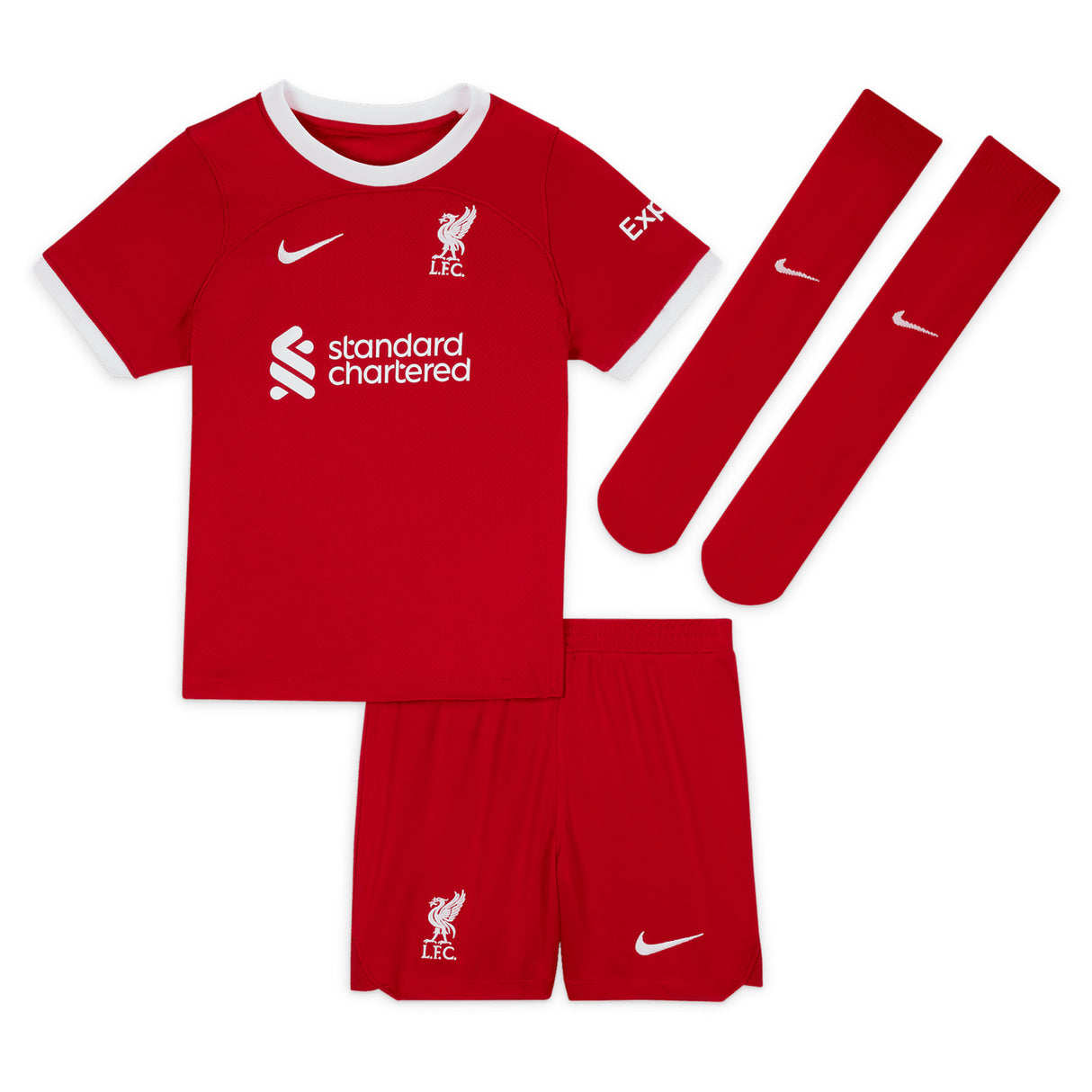 Liverpool Nike Home Stadium Kit - 2023-24 - Little Kids with Diogo J. 20 printing - Kit Captain