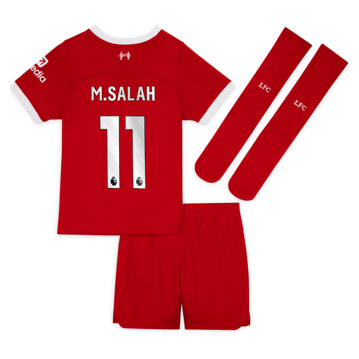 Liverpool Nike Home Stadium Kit - 2023-24 - Little Kids with M.Salah 11 printing - Kit Captain