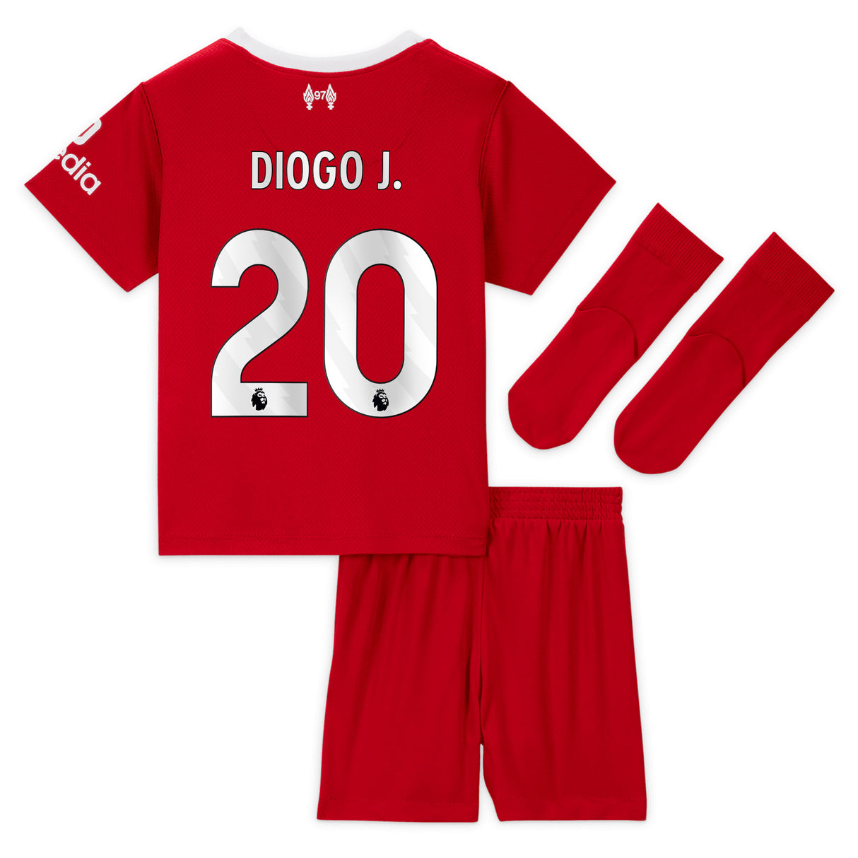 Liverpool Nike Home Stadium Kit - 2023-24 - Infant with Diogo J. 20 printing - Kit Captain