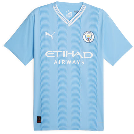 Manchester City Puma Home Authentic Shirt 2023-24 with Bernardo 20 printing - Kit Captain