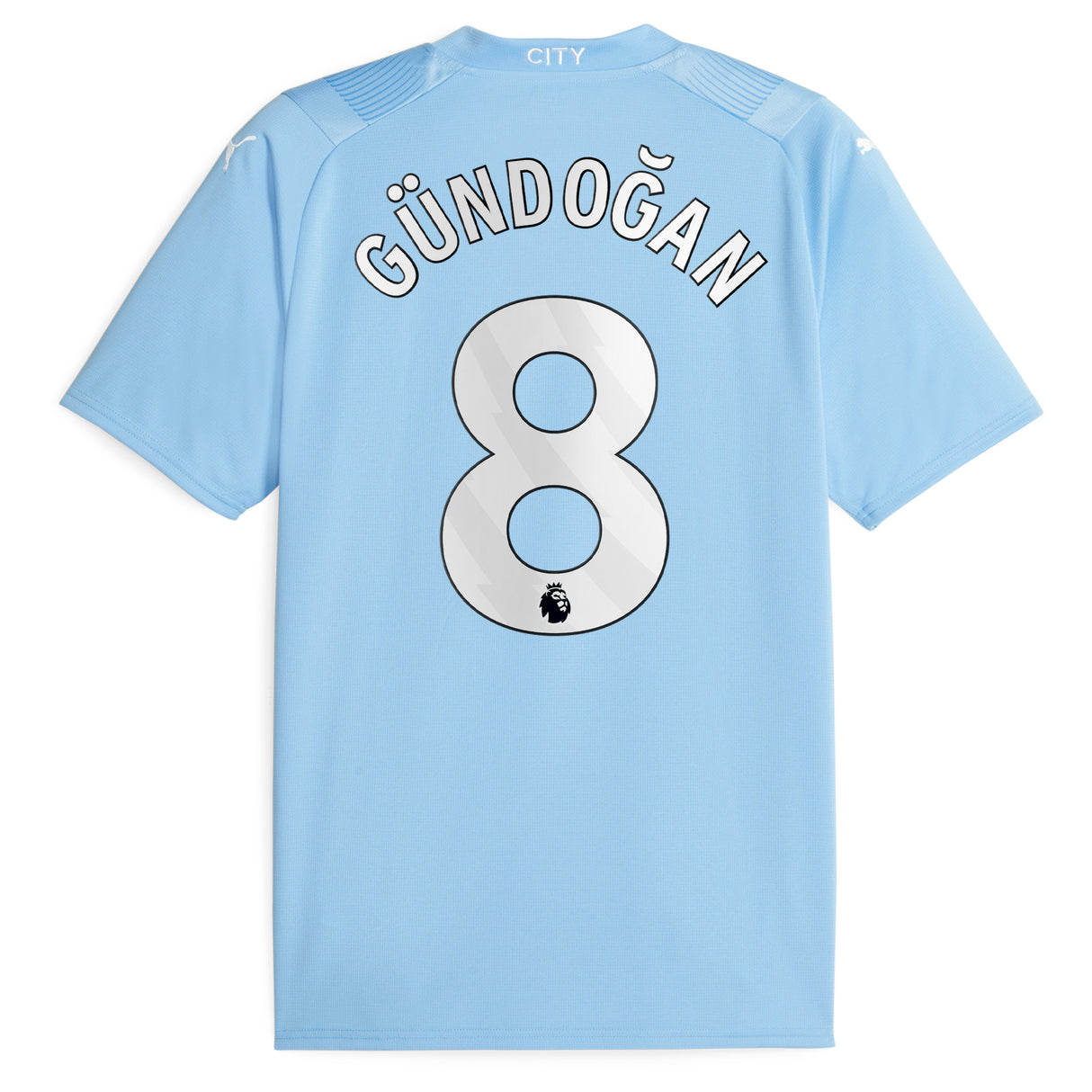 Manchester City Puma Home Shirt 2023-24 with Gündogan 8 printing - Kit Captain