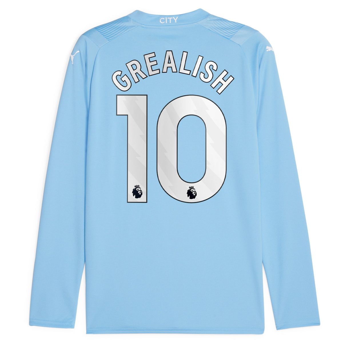 Manchester City Puma Home Shirt 2023-24 - Long Sleeve with Grealish 10 printing - Kit Captain