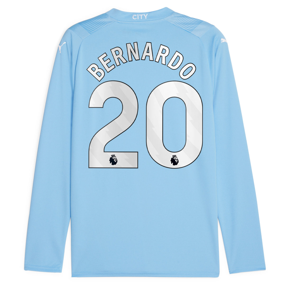 Manchester City Puma Home Shirt 2023-24 - Long Sleeve with Bernardo 20 printing - Kit Captain