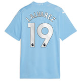 Manchester City Puma Home Shirt 2023-24 - Kids with J.Alvarez 19 printing - Kit Captain