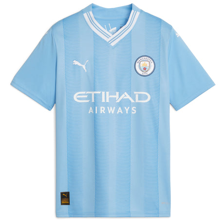 Manchester City Puma Home Shirt 2023-24 - Kids with Mahrez 26 printing - Kit Captain