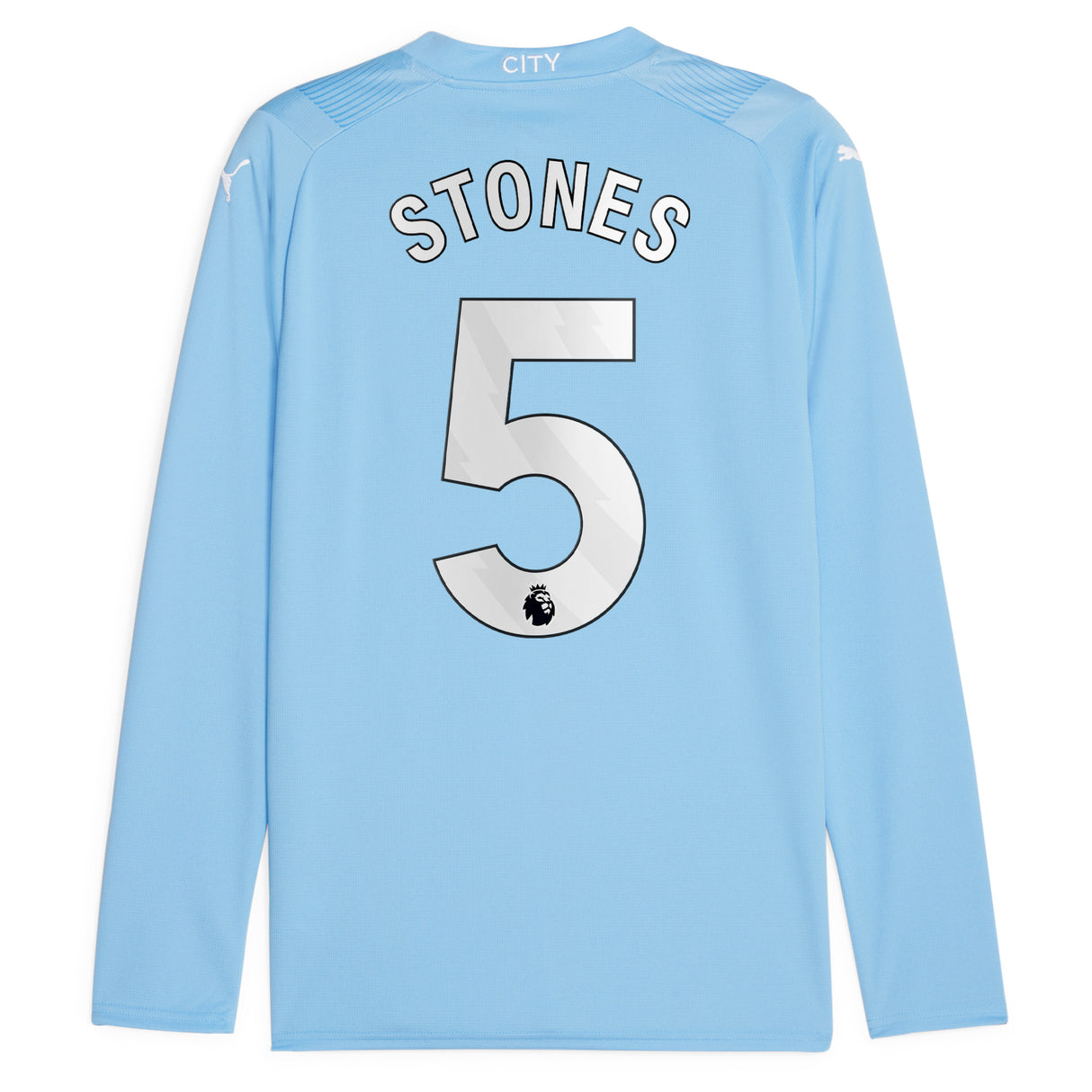 Manchester City Puma Home Shirt 2023-24 - Long Sleeve - Kids with Stones 5 printing - Kit Captain