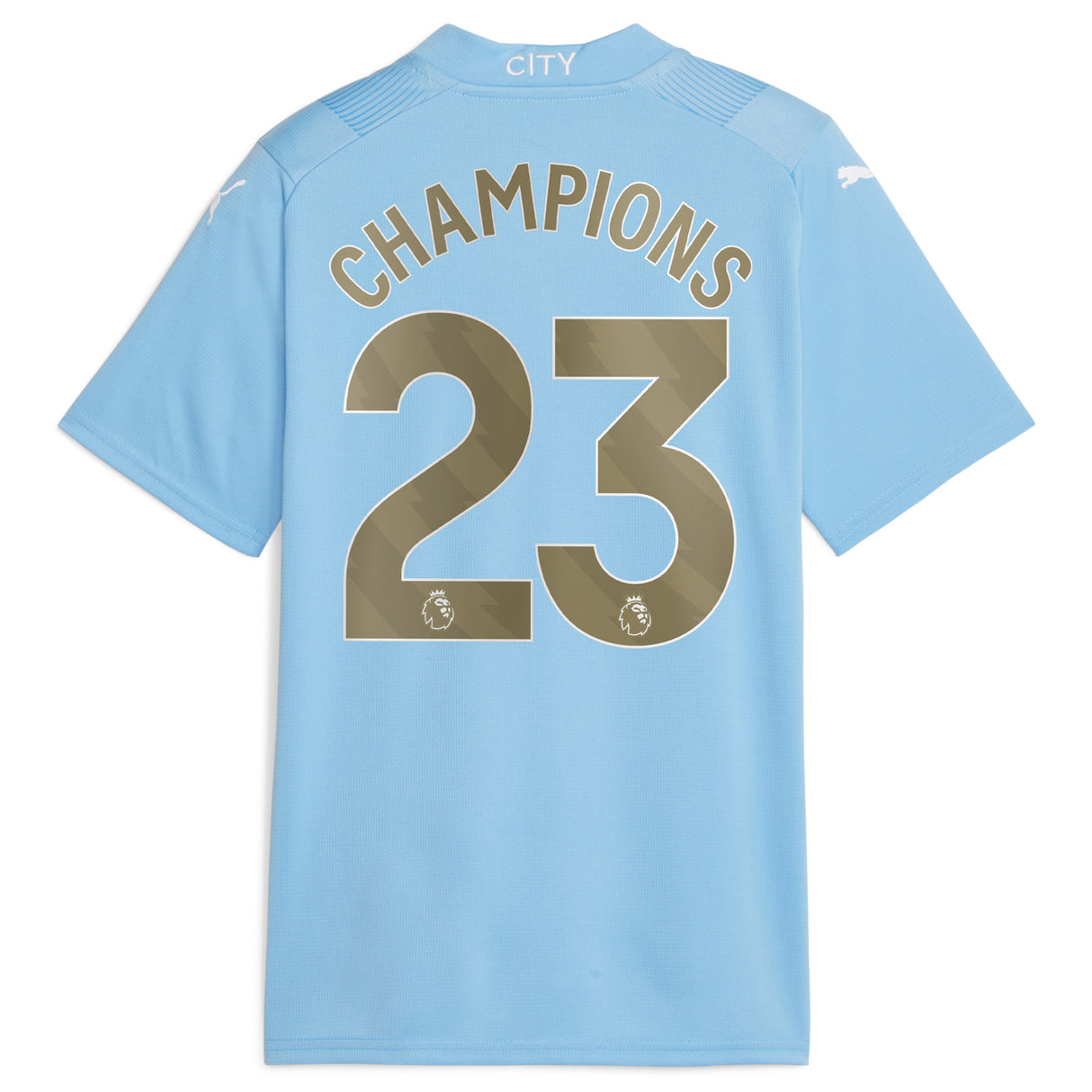 Manchester City Puma Home Shirt 2023-24 - Kids with Champions 23 printing - Kit Captain