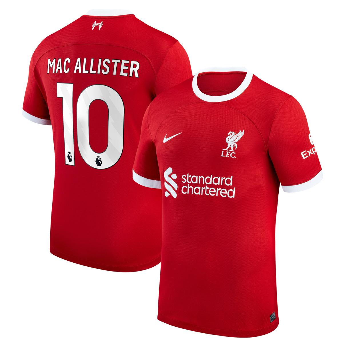 Liverpool Nike Home Stadium Shirt - 2023-24 with Mac Allister 10 printing - Kit Captain