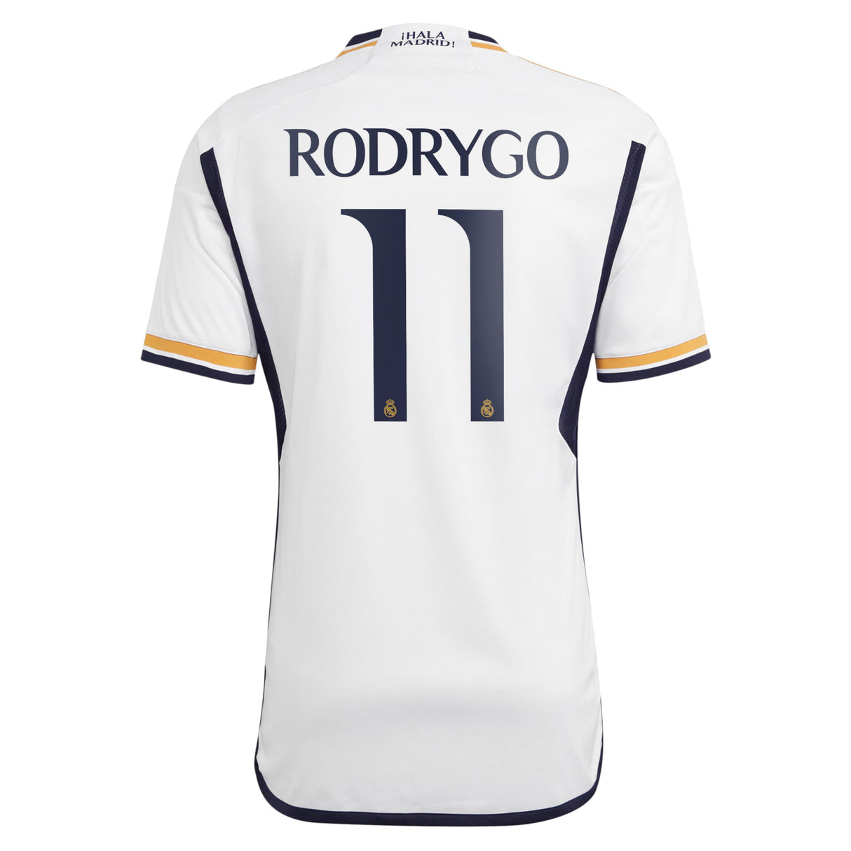 Real Madrid adidas Home Shirt 2023-24 with Rodrygo 11 printing - Kit Captain