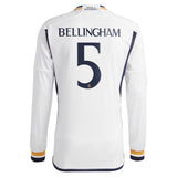 Real Madrid adidas Home Shirt 2023-24 - Long Sleeve with Bellingham 5 printing - Kit Captain