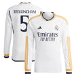 Real Madrid adidas Home Shirt 2023-24 - Long Sleeve with Bellingham 5 printing - Kit Captain