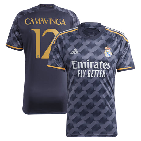 Real Madrid adidas Away Shirt 2023-24 with Camavinga 12 printing