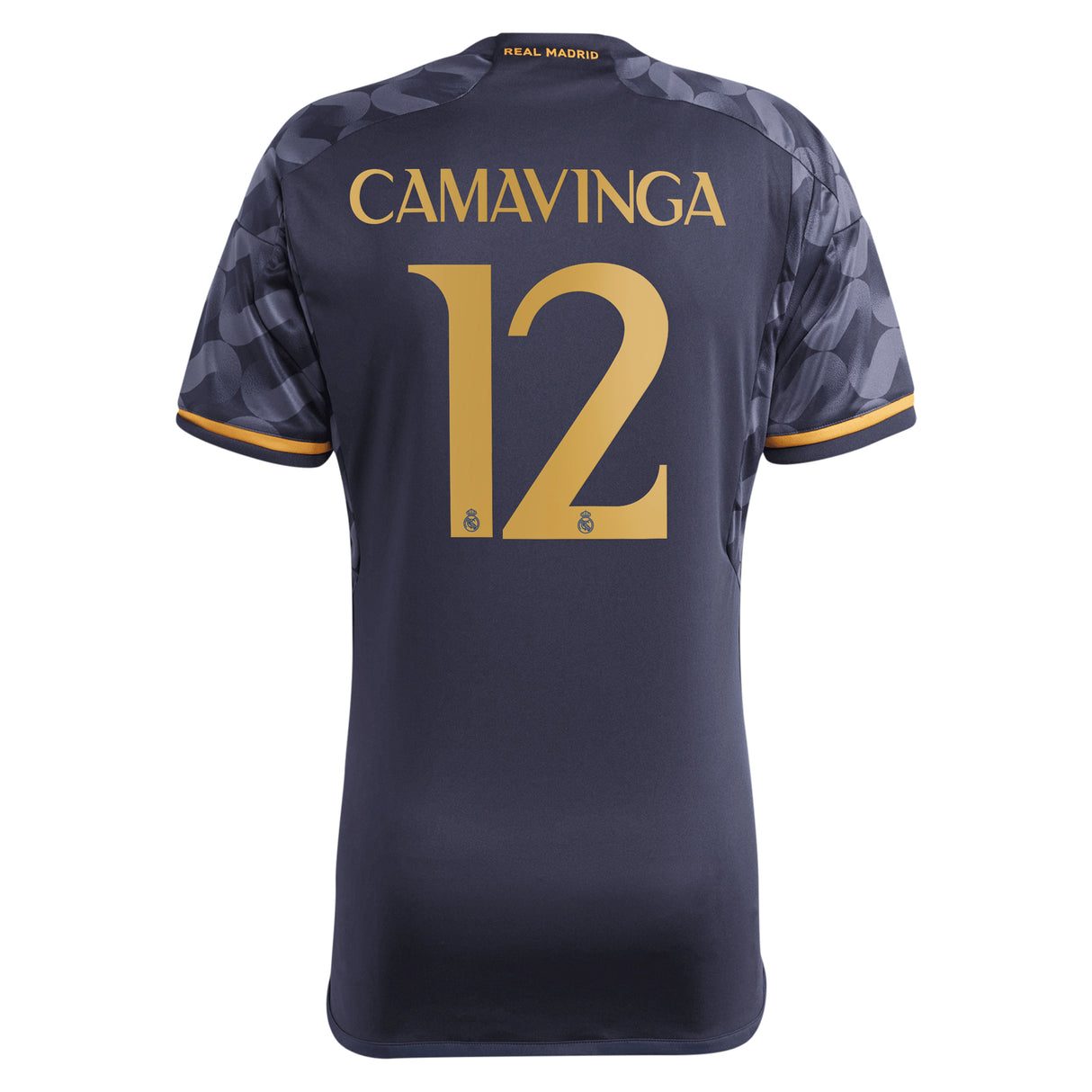 Real Madrid adidas Away Shirt 2023-24 with Camavinga 12 printing