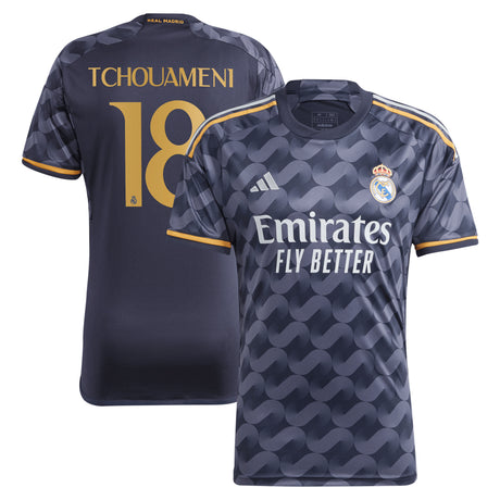 Real Madrid adidas Away Shirt 2023-24 with Tchouaméni 18 printing