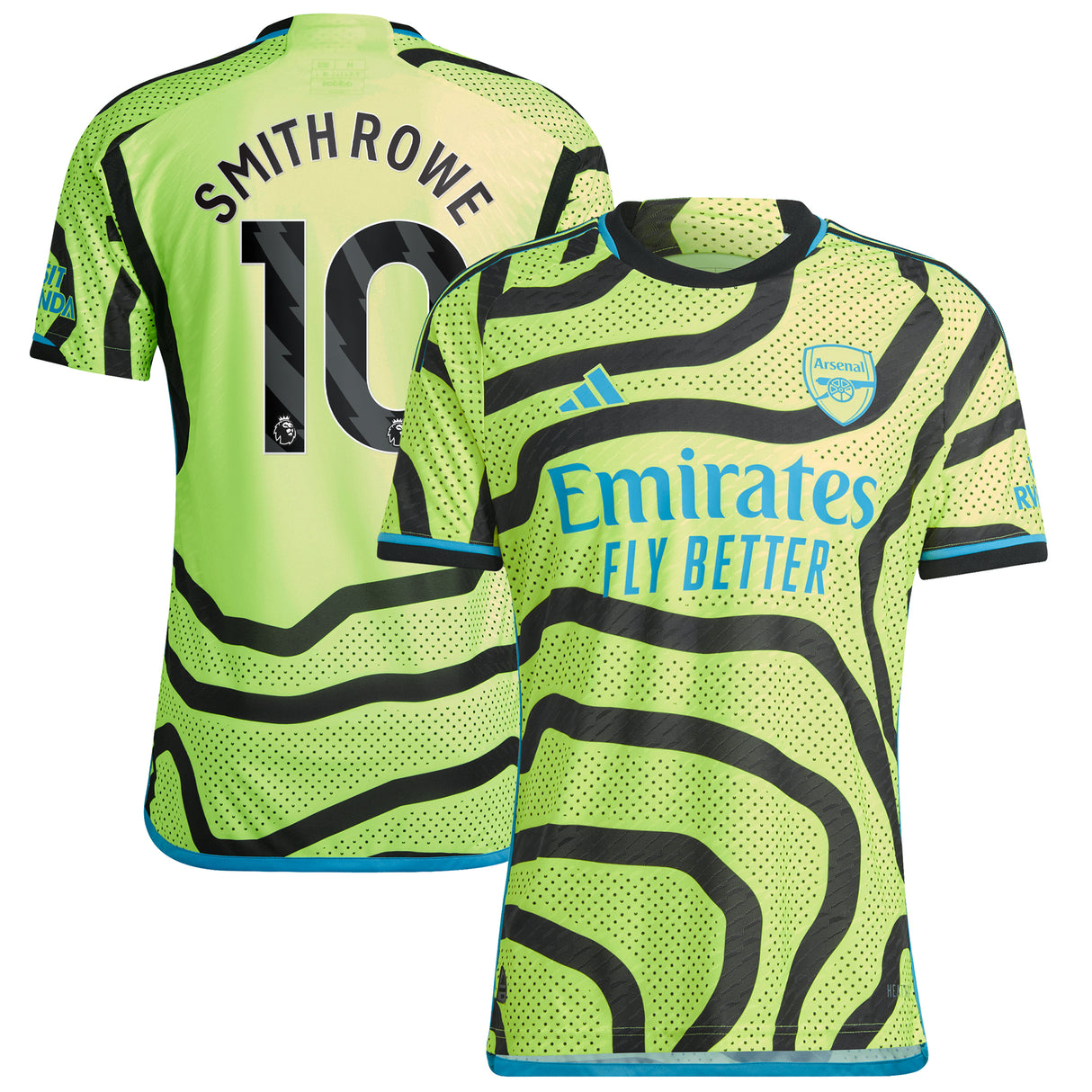 Arsenal adidas Away Authentic Shirt 2023-24 with Smith Rowe 10 printing - Kit Captain