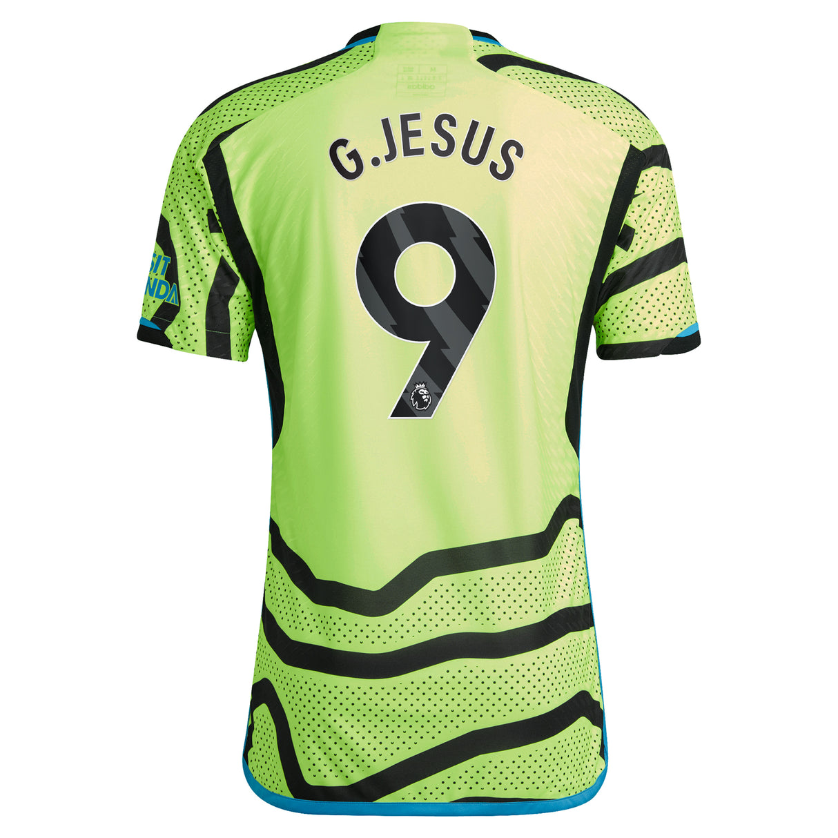 Arsenal adidas Away Authentic Shirt 2023-24 with G.Jesus 9 printing - Kit Captain