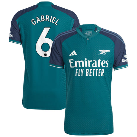 Arsenal adidas Third Authentic Shirt 2023-24 with Gabriel 6 printing - Kit Captain