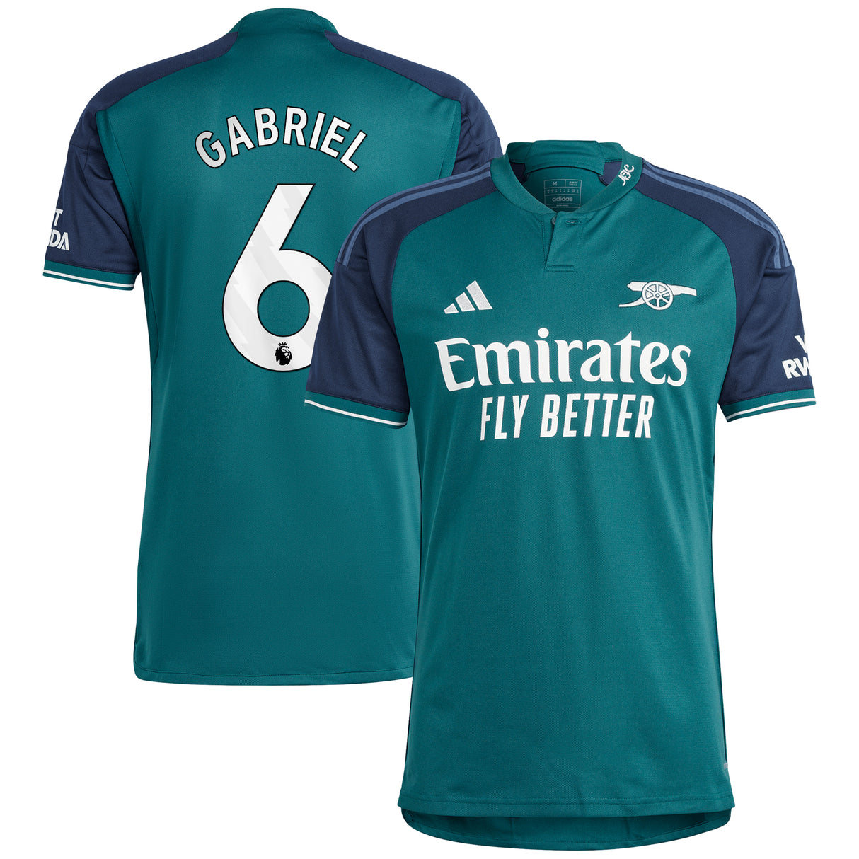 Arsenal adidas Third Shirt 2023-24 with Gabriel 6 printing - Kit Captain