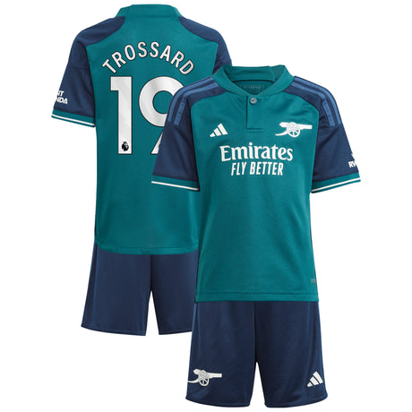 Arsenal adidas Third Minikit 2023-24 with Trossard 19 printing - Kit Captain